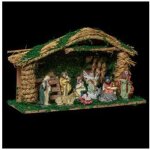 F��ric lights and christmas - cr�che de no�l avec 9 santons - l 38 cm x l 14. 5 cm - bois - livraison ...