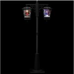 F��ric lights and christmas - lampadaire noir 2 lanternes lumineuses et musicales avec p�re - no�l et ...
