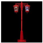 F��ric lights and christmas - lampadaire avec p�re no�l et bonhomme de neige - l 81 cm x l 40 cm - rouge ...