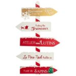 F��ric lights and christmas - pancarte d�corative en bois - l 40 cm x h 120 cm - rouge et blanc - livraison ...