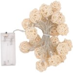 Guirlande lumineuse  boules de rotin de 3 m avec 20 boules de rotin  piles pour dcoration de mariage, ...