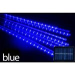 Guirlande lumineuse solaire de pluie de mtores, 8 tubes de 11, 8 pouces, 144 led bleues, clairage ...