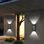 Lampes solaires pour clôture, lampe murale d'extérieur à énergie solaire, éclairage vers le haut et vers ... Lampes solaires pour clôture, lampe murale d'extérieur à énergie solaire, éclairage vers le haut et vers ...