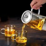Thire en verre pour cuisinire, bouilloire  th en borosilicate transparent avec infuseur amovible ...