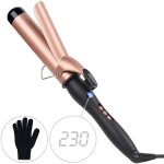 Fer � friser professionnel, cylindre de 38 mm de large, temp�rature r�glable, double tension, avec gants, ...