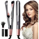 Fer � lisser straight and curl, fer � lisser onde avec rev�tement en c�ramique et contr�le de la temp�rature, ...