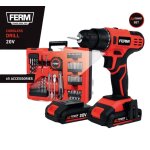 Ferm - ax - power - perceuse sans fil - 65 accessoires - 2 batteries et chargeur - 2. 0ah - 20v