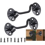 Ferme - portes en acier inoxydable noir avec vis de montage pour fen�tre, porte de grange, abri de jardin ...