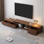 Fero meuble tv extensible finition noyer 3 tiroirs de 180 cm � 280 cm pour grands �crans jusqu?� 110 ...