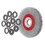 Fervi - brosse circulaire 200 mm avec fils inox ondules pour meuleuse d'etabli