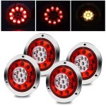 Feu arri�re de camion, rond 19 led arr�t de frein de remorque tourner les feux arri�re 4pcs �tanche bicolore ...