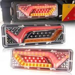 Feu arrire led 2 pices 12 v, 57 led, feu de remorque multifonction, feu de freinage, clignotant dynamique ...