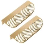 Promotion feuille forme tiroir poign�e en laiton meubles porte bouton pull cabinet armoire poign�e de ...