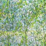 Feuilles vertes film dcoratif pour fentre avec grille ajoure, film statique dcoratif pour fentre ...