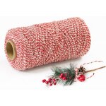 Ficelle de no�l rouge blanc 2mm x 100m ? corde d�corative en jute naturelle pour emballage cadeau, artisanat, ...