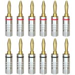 Fiches banane 6 paires de connecteurs de haut - parleur audio plaqu�s or 24 carats � verrouillage � vis ...