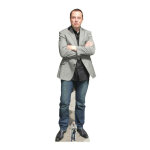 Figurine en carton elon musk en jeans et veste de costume grise 188cm