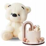 Figurine en sucre comestible pour d�coration de g�teau, ours en peluche blanc, 6, 5 cm