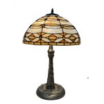 Fijalo - pied de lampe de table tiffany avec mosa�que s�rie ivoire d - 40cm