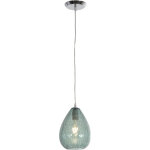 Plafonnier 18x18x25 verre craquel� bleu / m�tal argent�