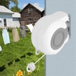 Fil � linge double r�tractable extensible pour ext�rieur, corde � linge r�tractable � fixation murale, ...