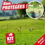Filet cloture pour poules en kit longueur 12m avec porte et 6 piquets Filet cloture pour poules en kit longueur 12m avec porte et 6 piquets