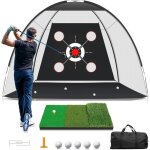 Filet d'entra�nement au golf 10 x 7 pieds avec tapis - kit complet d'entra�nement au swing et au chipping ...