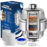 Filtre douche anti calcaire � 15 �tapes avec vitamine c - filtre de douche haut d�bit - 2 cartouches ...