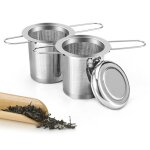 Filtre � th�, 304 filtre the en acier inoxydable infuseur � th� avec poign�e pliable et couvercle pour ...