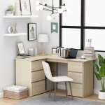 Fimei - bureau d'angle chne sonoma 145x100x76 cm agglomr
