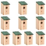 Fimei nichoirs 10 pcs bois de sapin massif 12x12x22 cm
