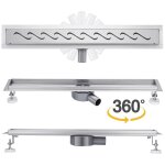 Finmrys - caniveau de douche 70 cm modle de courbe inox sortie d'eau flexible siphon sol d'vacuation ...