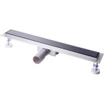 Finmrys - caniveau de douche italienne - 60 cm verre noir - acier inoxydable extra plat siphon de sol ...