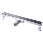 Finmrys - caniveau de douche italienne - 80 cm verre noir - acier inoxydable extra plat siphon de sol ...