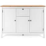 Finori - buffet 3 portes 1 tiroir 120x40x90 cm blanc et naturel - bargan