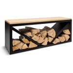 Blumfeldt - firebowl kindlewood l black meuble de rangement pour le bois et banc 104x40x35cm bambou zinc ...