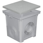 First plast - regard polypropyl�ne 300x300mm + couvercle pour descente eau pluviale - gris