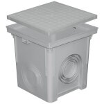 First plast - regard polypropylne 300x300mm + couvercle pour descente eau pluviale - gris