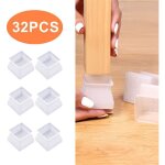 Lot de 32 embouts carrs en silicone pour pieds de chaise de table, protge les pieds de chaise, empche ...