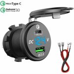 Chargeur rapide usb c voiture 12v / 24v qc 3. 0 64w double prise chargeur usb tanche avec led voltmtre ...