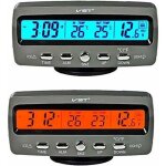 Horloge de voiture intrieur et extrieur double thermomtre intrieur et extrieur dtecteur de temprature ...