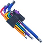 Fitags - jeu de 9 cls allen torx multicolores en l, bras en toile, acier chrom, qualit industrielle, ...