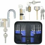 Pioche 17 pices avec tui + ensemble de 4 pices de verrouillage visible pratique, cadenas transparent, ...