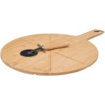 Five - planche à découper pour pizza en bambou de 37 cm avec roulette et coupe - pizza intégrée - 5 Five - planche à découper pour pizza en bambou de 37 cm avec roulette et coupe - pizza intégrée - 5