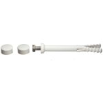 Novipro - fixation - wc et bidet - vis t�te hexagonale laiton 6 x 60 - cheville longue - cabochons blancs ...