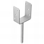 Fixtout - pied de poteau lourd en u zingu  ancrer - 101 x 120 x 4 mm