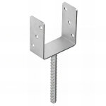 Pied de poteau lourd en u zingu  ancrer - 121 x 120 x 4 mm