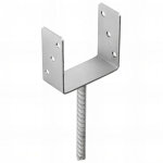 Fixtout - pied de poteau lourd en u zingu� � ancrer - 151 x 120 x 4 mm
