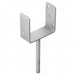 Fixtout - pied de poteau lourd en u zingu  ancrer - 161 x 120 x 4 mm