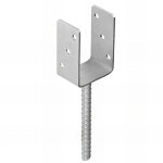 Fixtout - pied de poteau lourd en u zingu  ancrer - 91 x 120 x 4 mm